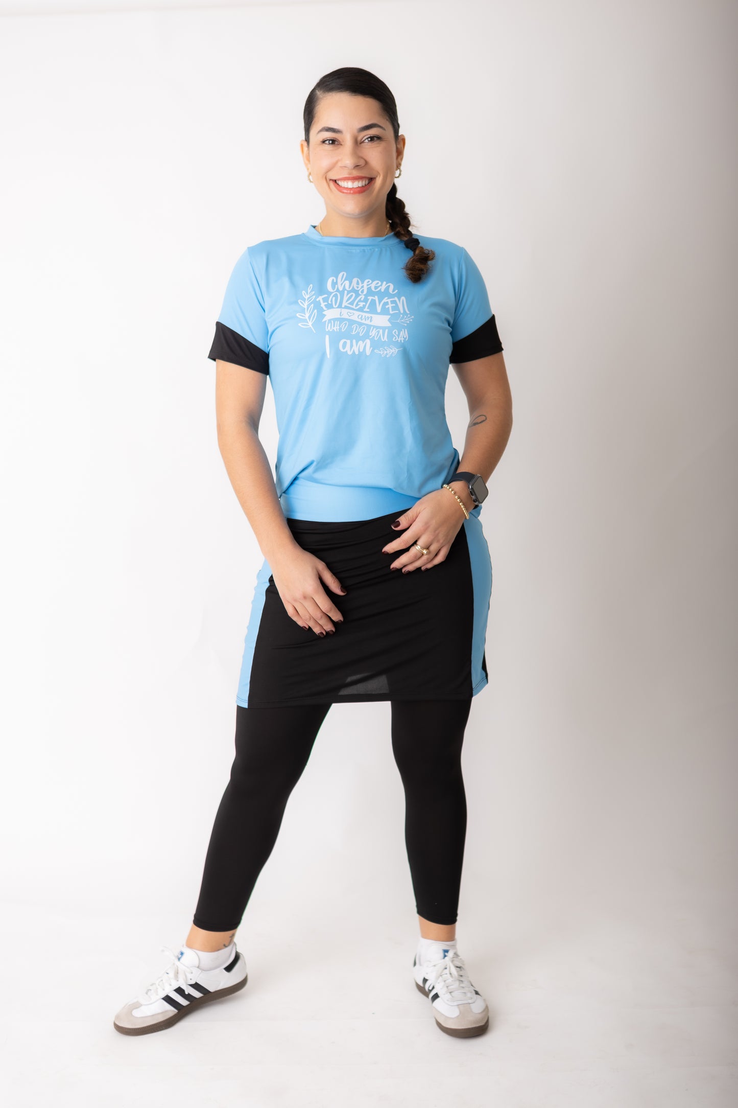 Blusa Baby look feminina Fitness Preto e Azul